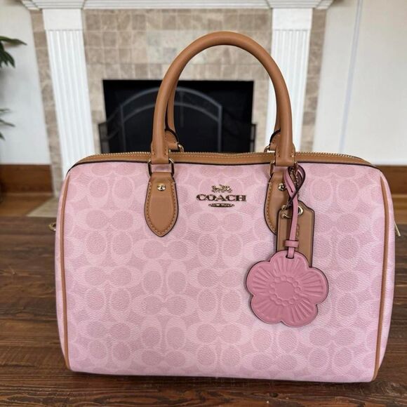 Coach Handbags - Coach Large Powder Pink Rowan With Charms
